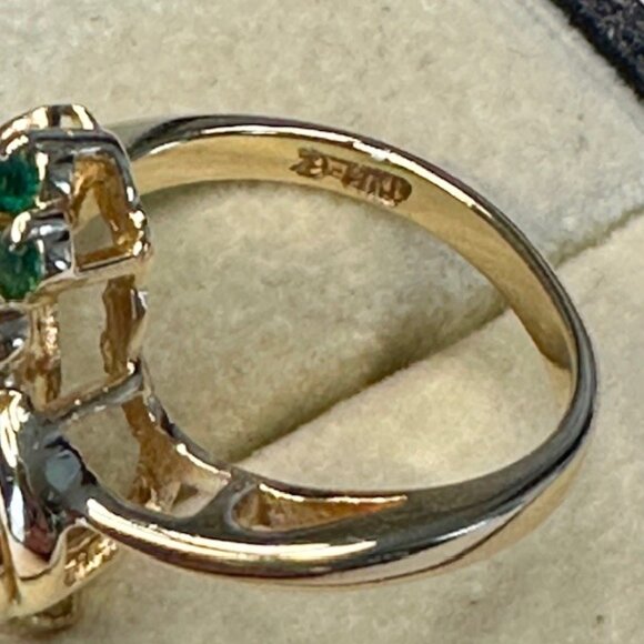 14k Emerald and Diamond Ring Size 6.5 - Picture 10 of 11